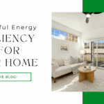 Bright and modern living room showcasing energy efficiency with natural light, insulation, and clean HVAC setup.